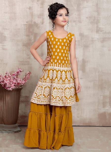 Yellow Colour Aaradhna 28 Wedding Wear Georgette Designer Kids Salwar Suits Collection Aaradhna221
